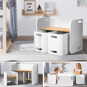 Keezi Kids Compact Activity Table and Chair Set White