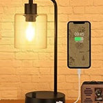 Industrial Bedside Table Lamp with 2 USB Ports