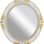 Oval Antique Vintage Hanging Wall Mirror for Bedroom and Livingroom (White, 38 x 33 cm)