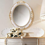 Oval Antique Vintage Hanging Wall Mirror for Bedroom and Livingroom (White, 38 x 33 cm)