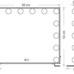 Hollywood Makeup Mirror with Lights (Silver, 60 x 53cm)