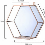 Hexagon Hanging Mirror Rose Gold Colour