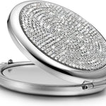 Mini Small Diamond Magnifying Round Metal Pocket Makeup Mirror