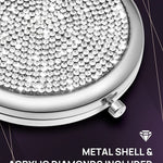 Mini Small Diamond Magnifying Round Metal Pocket Makeup Mirror