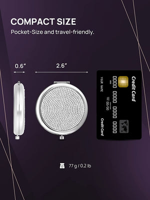 Mini Small Diamond Magnifying Round Metal Pocket Makeup Mirror