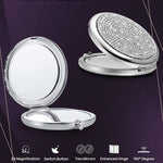 Mini Small Diamond Magnifying Round Metal Pocket Makeup Mirror