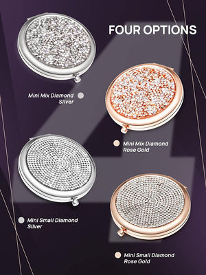 Mini Small Diamond Magnifying Round Metal Pocket Makeup Mirror
